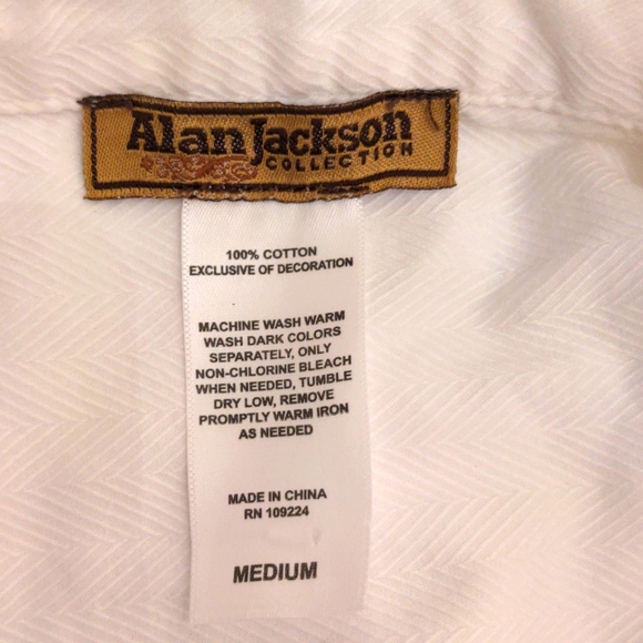 Women's Alan Jackson Collection White and Tan Rose Embroidered Button Up Shirt M - Picture 3 of 8